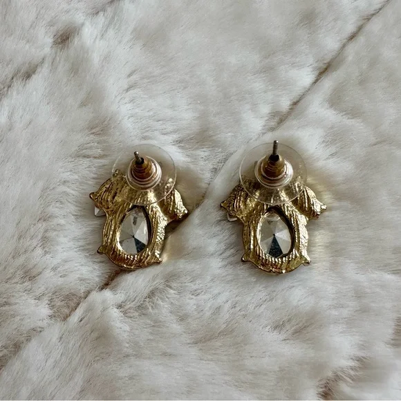 Blue Teardrop Statement Earrings with Green Accents - Picture 2 of 4